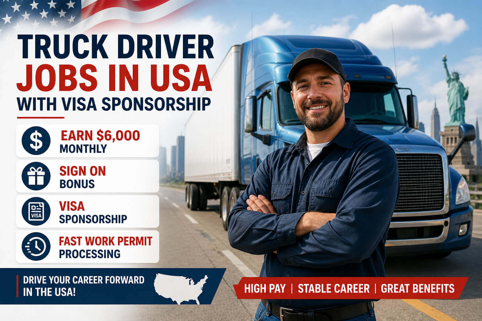 Truck Driver Jobs in USA with Visa Sponsorship